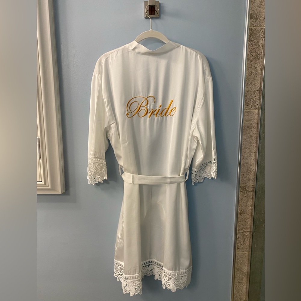 White and Gold Bride Robe